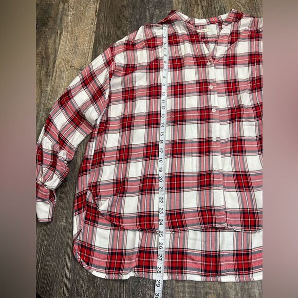 Sneak Peek Oversized Plaid Long-sleeved Button Down Shirt Size Small - Picture 6 of 10